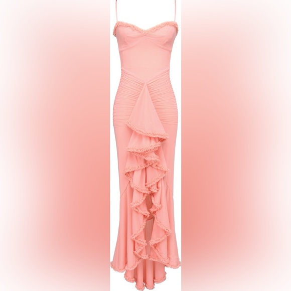 Gabbi Ruffle Mesh High-Low Cocktail Dress - Picture 2 of 12